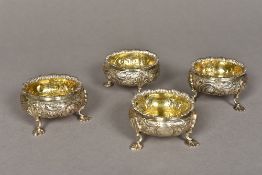 A set of four Victorian silver salts, hallmarked London 1844,