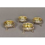 A set of four Victorian silver salts, hallmarked London 1844,