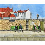 MICHAEL SMITH (born 1937) British (AR) Locals and Trippers, Sheringham Acrylic on board Signed,