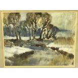 ALINE GAWEN (20th century) British (AR) Winter Landscape Watercolour and bodycolour Signed,