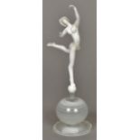ISTVAN KOMAROMY (1910-1975) Germanic-Hungarian A glass figurine of a dancer Modelled balanced upon