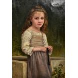 E GROVES (20th century) British Portrait of a Young Girl Knitting Oil on canvas Signed and dated