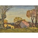 LEONARD O BUSSEY (20th century) British (AR) Four Landscape Studies Pen and watercolours Signed 39.