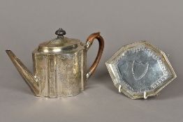 A George III silver teapot, hallmarked London 1826,
