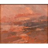 MARY MALENOIR (born 1940) British (AR) Sunset Landscape Oil on board Signed and dated 25 x 21 cm,