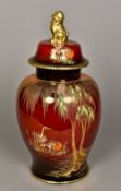 A large Carltonware Rouge Royale vase and cover Of ovoid form,