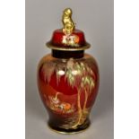 A large Carltonware Rouge Royale vase and cover Of ovoid form,