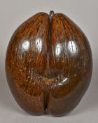 A large polished coco-de-mer Of typical form. 34.5 cm high.