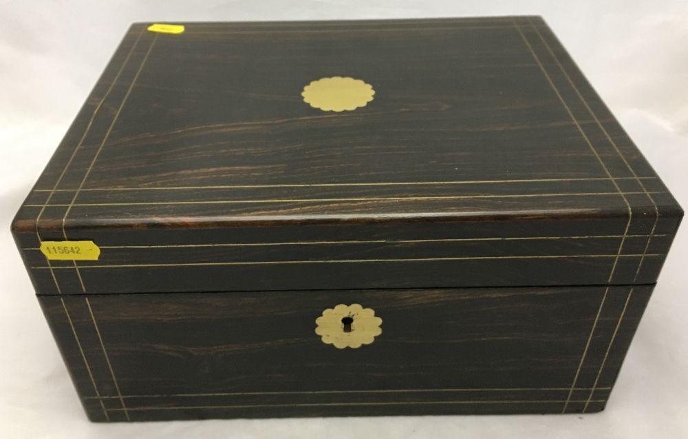 A 19th century brass inlaid coromandel writing box Enclosing a typically fitted interior. - Bild 2 aus 10