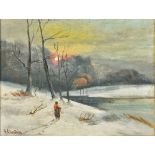 G CHRISTEIN (19th/20th century) Continental Figure in a Winter Landscape Oil on canvas Signed 25 x