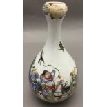 A Chinese porcelain baluster vase Finely decorated with a huntsman on horseback with attendants