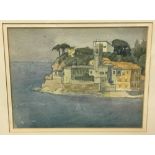 FRANK SCARLETT (1900-1978) British (AR) Mediterranean Villa Watercolour Inscribed to verso 34 x 26