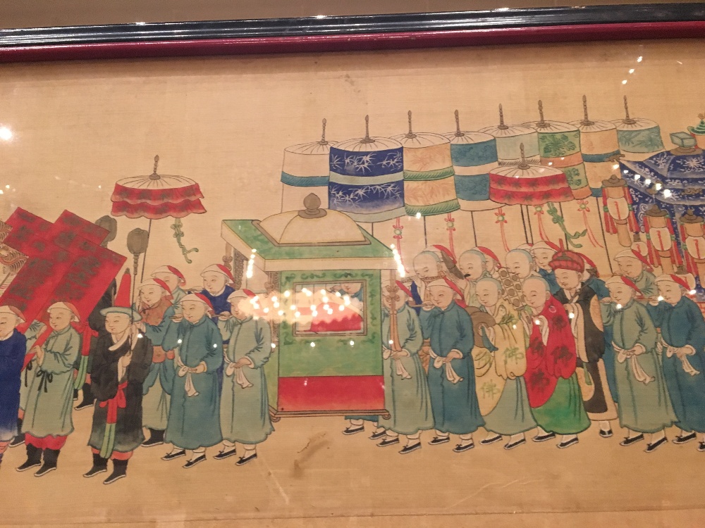 A pair of Chinese silk pictures Each depicting a figural procession, framed and glazed. - Image 8 of 10