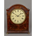 A 19th century burr walnut cased twin fusee bracket clock The white painted dial with Roman