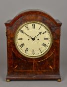 A 19th century burr walnut cased twin fusee bracket clock The white painted dial with Roman