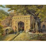 ORIENTALIST SCHOOL (19th/20th century) Indian Figures Before a Water Pump Oil on canvas Signed with