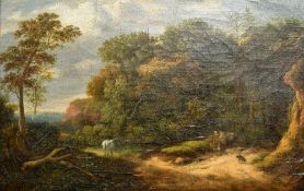 RAMSEY RICHARD REINAGLE (1775-1862) British A Forest Scene in Hampshire with a White Horse...