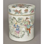 A 19th century Chinese porcelain jar and cover Of cylindrical form,