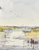 BRYAN RYDER (20th century) British (AR) Morsden, Winter II Watercolour Signed 18 x 23 cm,