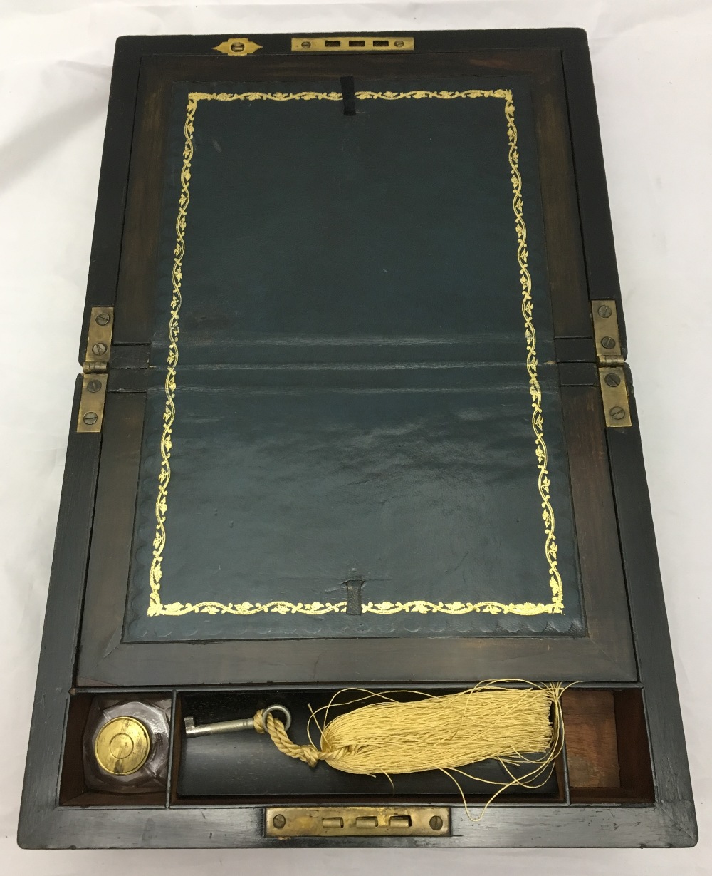 A 19th century brass inlaid coromandel writing box Enclosing a typically fitted interior. - Bild 8 aus 10