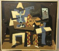 After PABLO PICASSO (1881-1973) Spanish (AR) Three Musicians Oil on board 86 x 76 cm,