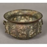 A Chinese cast bronze Zodiac bowl With flared rim,