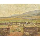 CECIL ROSS BURNETT (1872-1933) British A Sussex Sheep Fold Oil on canvas Signed and inscribed to