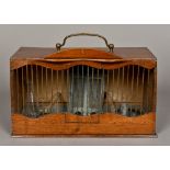 A small 19th century mahogany birdcage Of rectangular form with grilled front and brass loop handle.