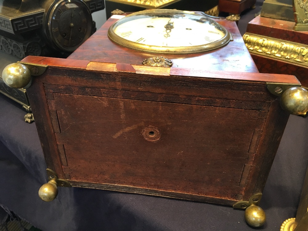 An early 19th century mahogany bracket clock Of stepped architectural form with gilt metal mounts, - Bild 11 aus 11