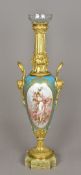 A 19th century ormolu mounted Sevres porcelain vase Well painted with a classical female with putti