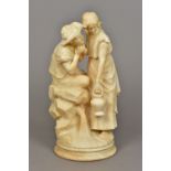 ITALIAN SCHOOL (19th century) Amorous Couple Carved alabaster Signed 45.