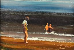 DONALD McINTYRE (1923-2009) British (AR) Figures Paddling Oil on board Signed with initials 34 x 24