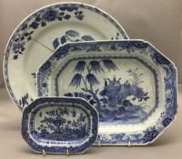A large 18th century Chinese blue and white porcelain charger Typically decorated;