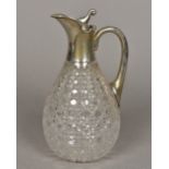 A Victorian silver mounted cut glass claret jug, hallmarked London 1894,