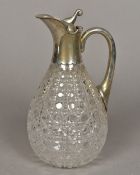 A Victorian silver mounted cut glass claret jug, hallmarked London 1894,