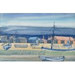 NICHOLAS BARNHAM (born 1939) British (AR) Brancaster Staithe Watercolour Signed and titled 56 x 37