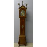 A small Dutch burr walnut cased longcase clock The brass dial with silvered chapter ring with Roman