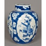 A large 19th century Chinese blue and white porcelain ginger jar Of typical ovoid form,