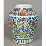 A Chinese Wucai porcelain baluster vase,