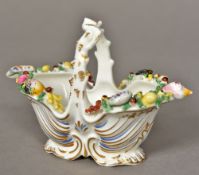 A Chamberlains Worcester porcelain basket With entwined loop handle,