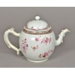 An 18th century Chinese Export porcelain teapot Decorated with floral sprays,