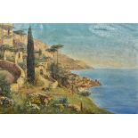 GINELLI (20th century) Italian Sorrento, Bay of Naples, Italy Oil on canvas Signed 90 x 60 cm,