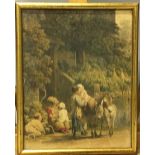 ENGLISH SCHOOL (early 19th century) Children Before a Substantial Country House with a Donkey and