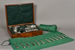 A harlequin canteen of silver cutlery, Bead pattern, various dates and makers,