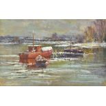 JAMES CHAMBURY (1927-1994) British (AR) Winter on the Deben - Near Kyson Point Pastels Signed and