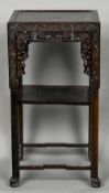 An early 19th century Chinese zitan wood urn stand The recessed rectangular top above Suzhou style