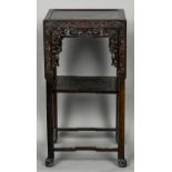 An early 19th century Chinese zitan wood urn stand The recessed rectangular top above Suzhou style