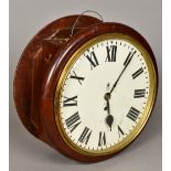 A mahogany cased double dial Post Office clock The twin white dial with Roman numerals and with