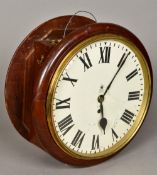 A mahogany cased double dial Post Office clock The twin white dial with Roman numerals and with