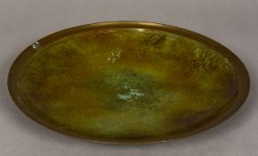 A Danish patinated bronze dish Of banded dished circular form, the underside stamped Oust Denmark.